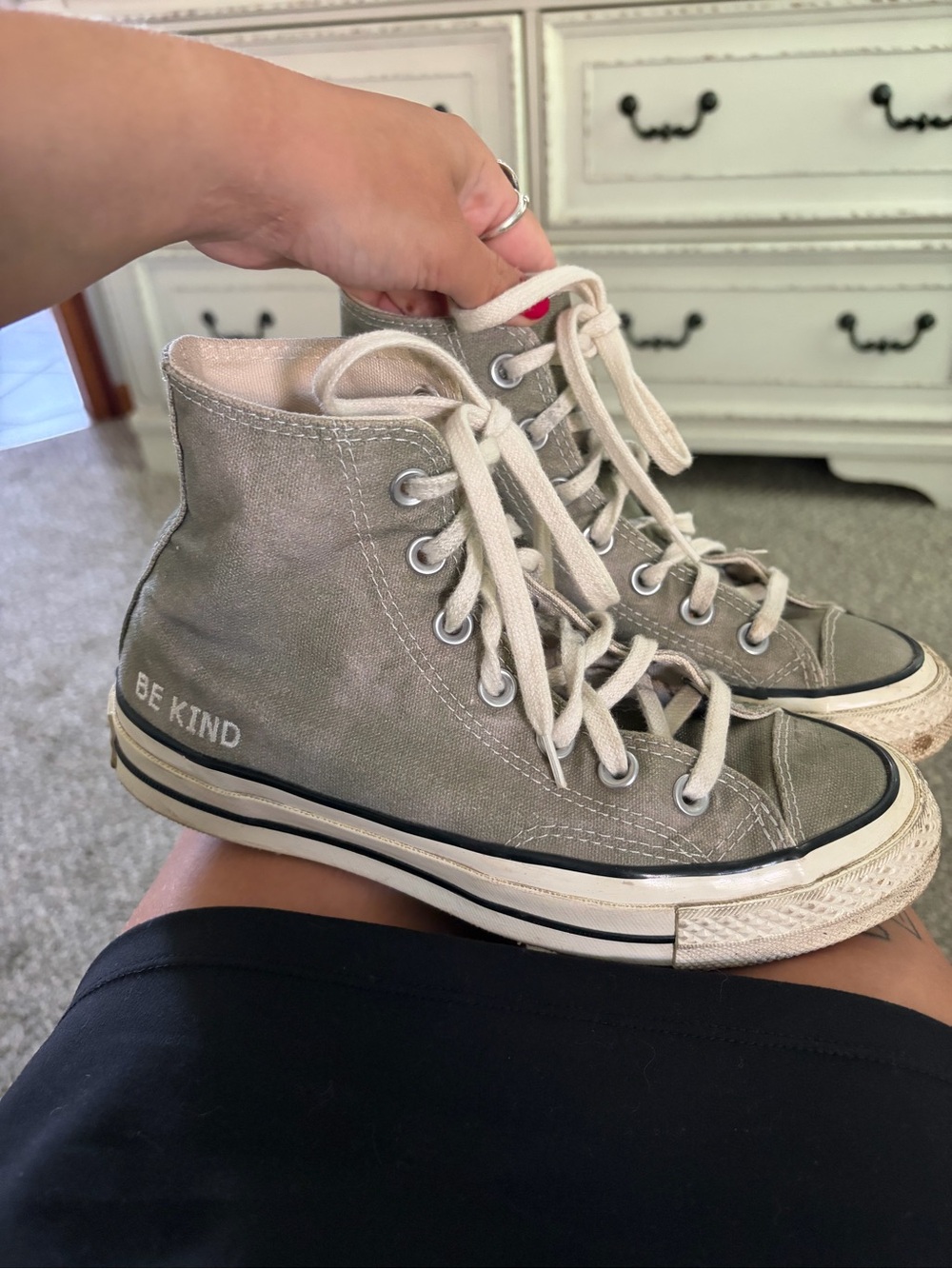 Converse High Top Sneakers Washed Sage Green - Canvas "Be Kind"